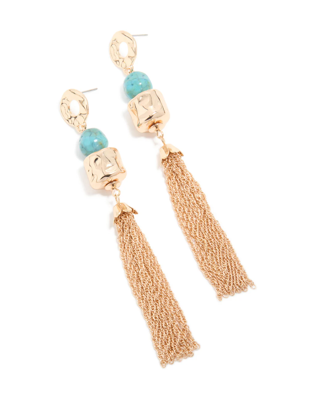 847-gold-aqua-beaded-hammered-chain-drop-earrings-2.webp Gold Aqua Beaded Hammered Chain Drop Earrings
