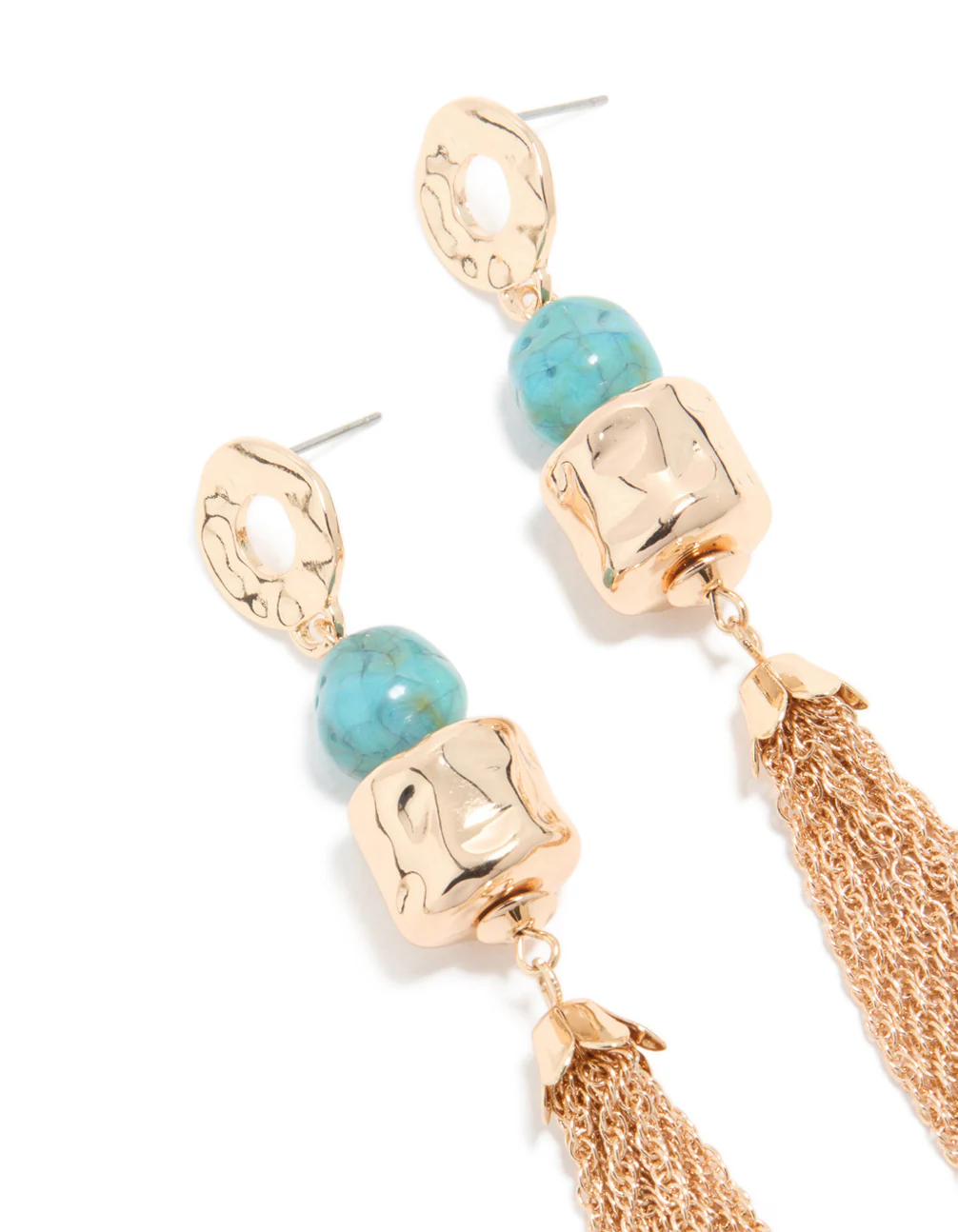 847-gold-aqua-beaded-hammered-chain-drop-earrings-4.webp Gold Aqua Beaded Hammered Chain Drop Earrings