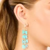 Gold Aqua Marbled Beaded Layered Drop Earrings