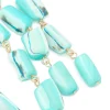 Gold Aqua Marbled Beaded Layered Drop Earrings