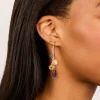 859-gold-brown-diamante-beaded-chain-sun-drop-earrings-1.webp Gold Brown Diamante & Beaded Chain Sun Drop Earrings