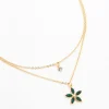 Gold Chain Diamante Flower Layered Necklace