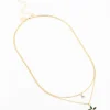 Gold Chain Diamante Flower Layered Necklace