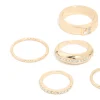 Gold Diamante Chic & Ribbed Rings 6-Pack