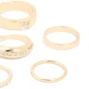 Gold Diamante Chic & Ribbed Rings 6-Pack