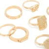 Gold Diamante Roman Numeral Rings 9-Pack
