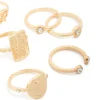 Gold Diamante Roman Numeral Rings 9-Pack