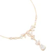 Gold Cubic Zirconia Floral Pear Y-Necklace
