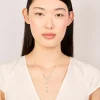 Gold Cubic Zirconia Floral Pear Y-Necklace