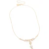 Gold Cubic Zirconia Floral Pear Y-Necklace