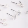Silver Graduated Diamante Stud Earring 5-Pack