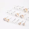 Gold Graduating Diamante & Pearl Earrings 8-Pack