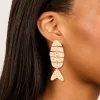907-gold-hammered-fish-drop-earrings-1.webp Gold Hammered Fish Drop Earrings