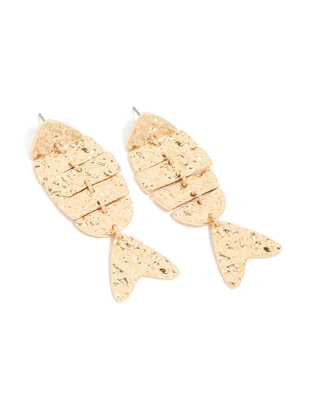 907-gold-hammered-fish-drop-earrings-2.webp Gold Hammered Fish Drop Earrings