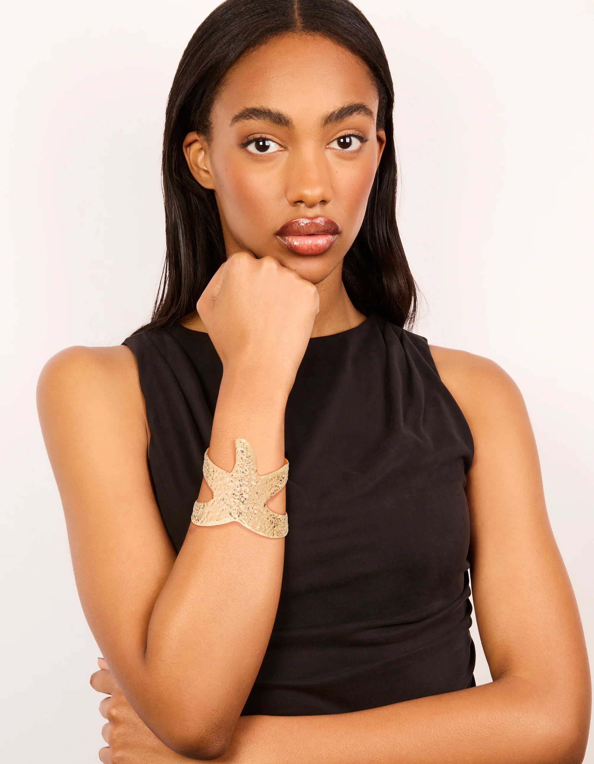 Gold Hammered Starfish Wrap Wrist Cuff