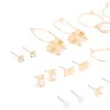 Gold Pearl Diamante & Coffee Earrings 12-Pack