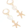 928-gold-pearl-starfish-huggie-drop-earrings-2.webp Gold Pearl Starfish Huggie Drop Earrings