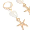 928-gold-pearl-starfish-huggie-drop-earrings-4.webp Gold Pearl Starfish Huggie Drop Earrings