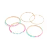 Gold Pink & Blue Beaded Bangles 5-Pack