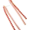Gold Pink & Red Diamante Cup Chain Drop Earrings