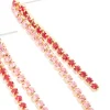 Gold Pink & Red Diamante Cup Chain Drop Earrings