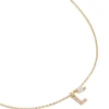 Gold Plated Cubic Zirconia & Pearl Letter L Necklace