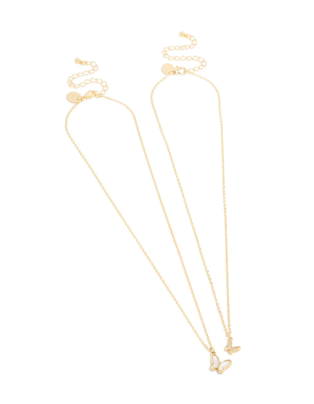 939-gold-plated-cubic-zirconia-butterfly-pearlised-butterfly-necklaces-2-pack-2.webp Gold Plated Cubic Zirconia Butterfly & Pearlised Butterfly Necklaces 2 Pack