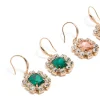 Gold Pink & Green Diamante Dainty Huggie Earrings 2-Pack