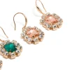 Gold Pink & Green Diamante Dainty Huggie Earrings 2-Pack