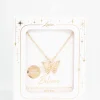Gold Plated Cubic Zirconia Butterfly Necklace