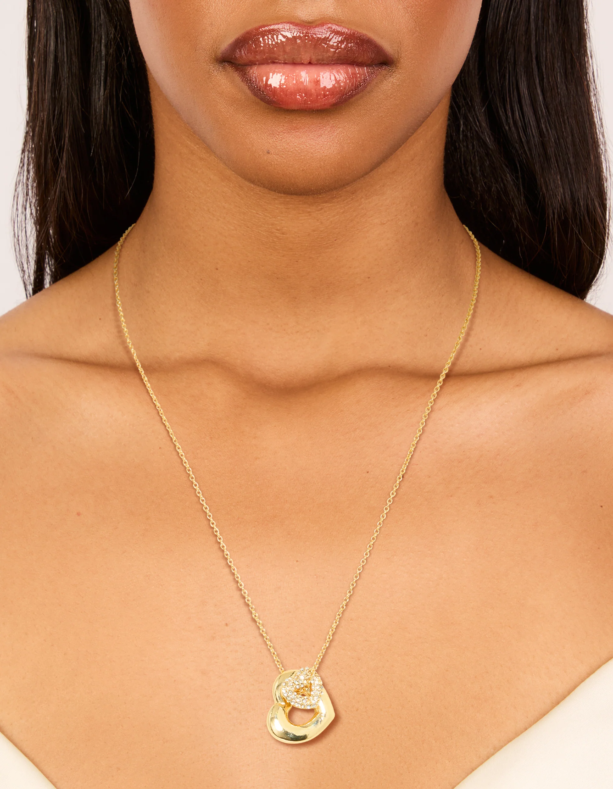 941-gold-plated-diamante-bubble-heart-necklace-1.webp Gold Plated Diamante Bubble Heart Necklace