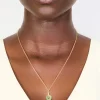 Gold Plated Green Aventurine Semi-Precious Cubic Zirconia Doughnut Necklace