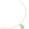 Gold Plated Green Aventurine Semi-Precious Cubic Zirconia Doughnut Necklace