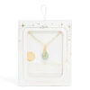 Gold Plated Green Aventurine Semi-Precious Cubic Zirconia Doughnut Necklace