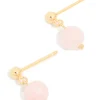 Gold Plated Sterling Silver Rose Quartz Semi Precious Stone Drop Earrings