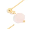 Gold Plated Sterling Silver Rose Quartz Semi Precious Stone Drop Earrings