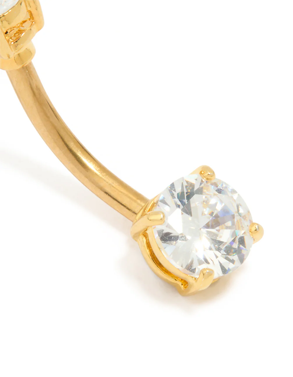 954-gold-plated-titanium-cubic-zirconia-mini-medium-belly-bar-2.webp Gold Plated Titanium Cubic Zirconia Mini & Medium Belly Bar