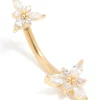 955-gold-plated-titanium-diamante-double-dainty-flower-belly-bar-1.webp Gold Plated Titanium Diamante Double Dainty Flower Belly Bar