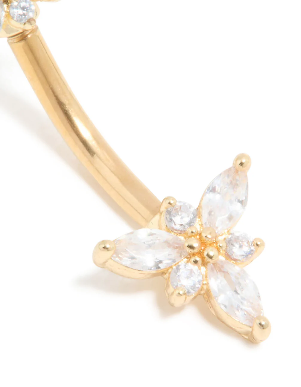 955-gold-plated-titanium-diamante-double-dainty-flower-belly-bar-2.webp Gold Plated Titanium Diamante Double Dainty Flower Belly Bar
