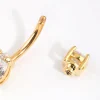 Gold Plated Titanium Pear Diamante Medium Belly Bar