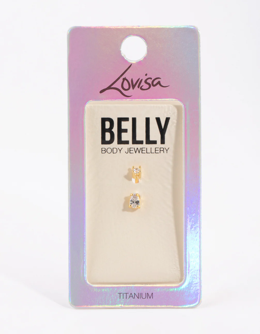 958-gold-plated-titanium-pear-diamante-small-belly-bar-2.webp Gold Plated Titanium Pear Diamante Small Belly Bar