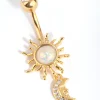 Gold Surgical Steel Sun & Moon Belly Bar