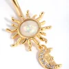 Gold Surgical Steel Sun & Moon Belly Bar