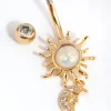 Gold Surgical Steel Sun & Moon Belly Bar