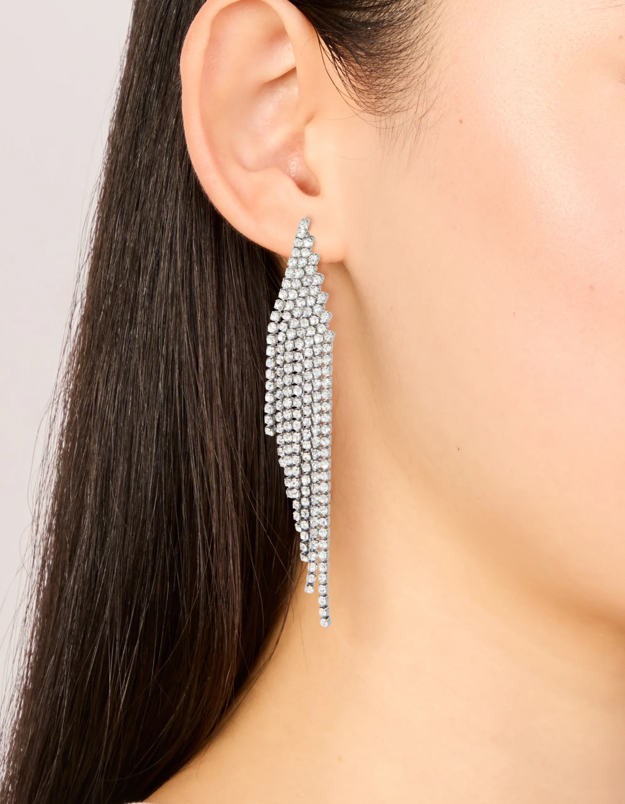 991-gunmetal-silver-diamante-slanted-cup-chain-earrings-2.webp Gunmetal Silver Diamante Slanted Cup Chain Earrings